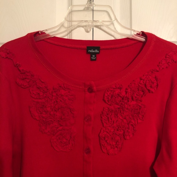Rafaella Red Button Down Sweater - Picture 2 of 3